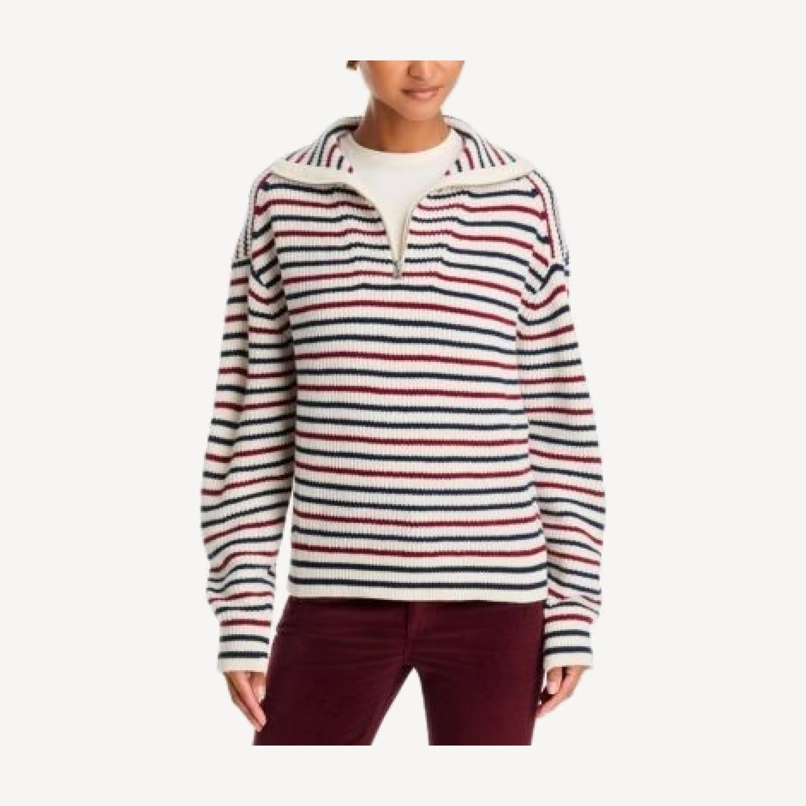 rag & bone Georgie Striped Half Zip Sweater