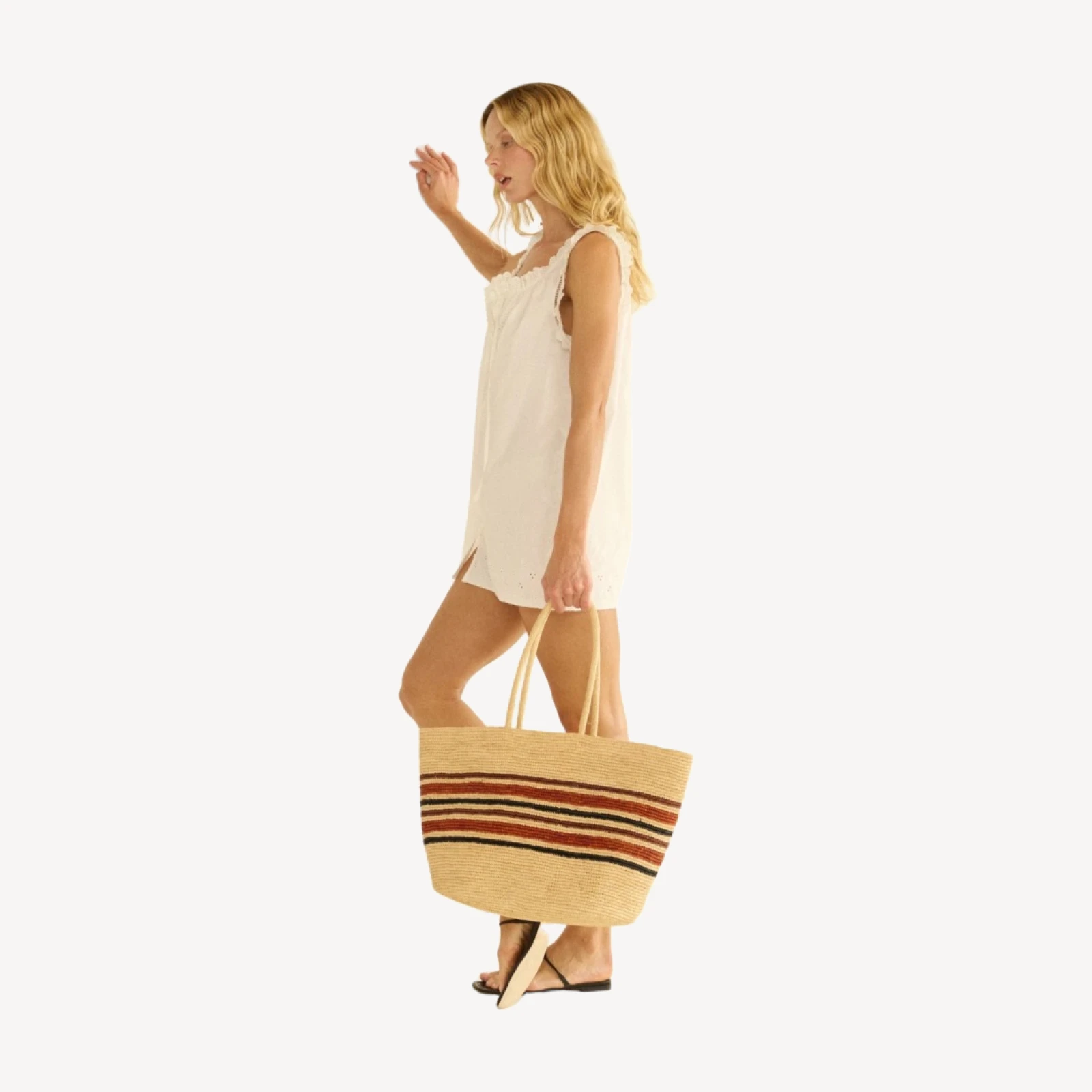 GRANDE HARBOUR TOTE -- NATURAL STRIPED RAFFIA