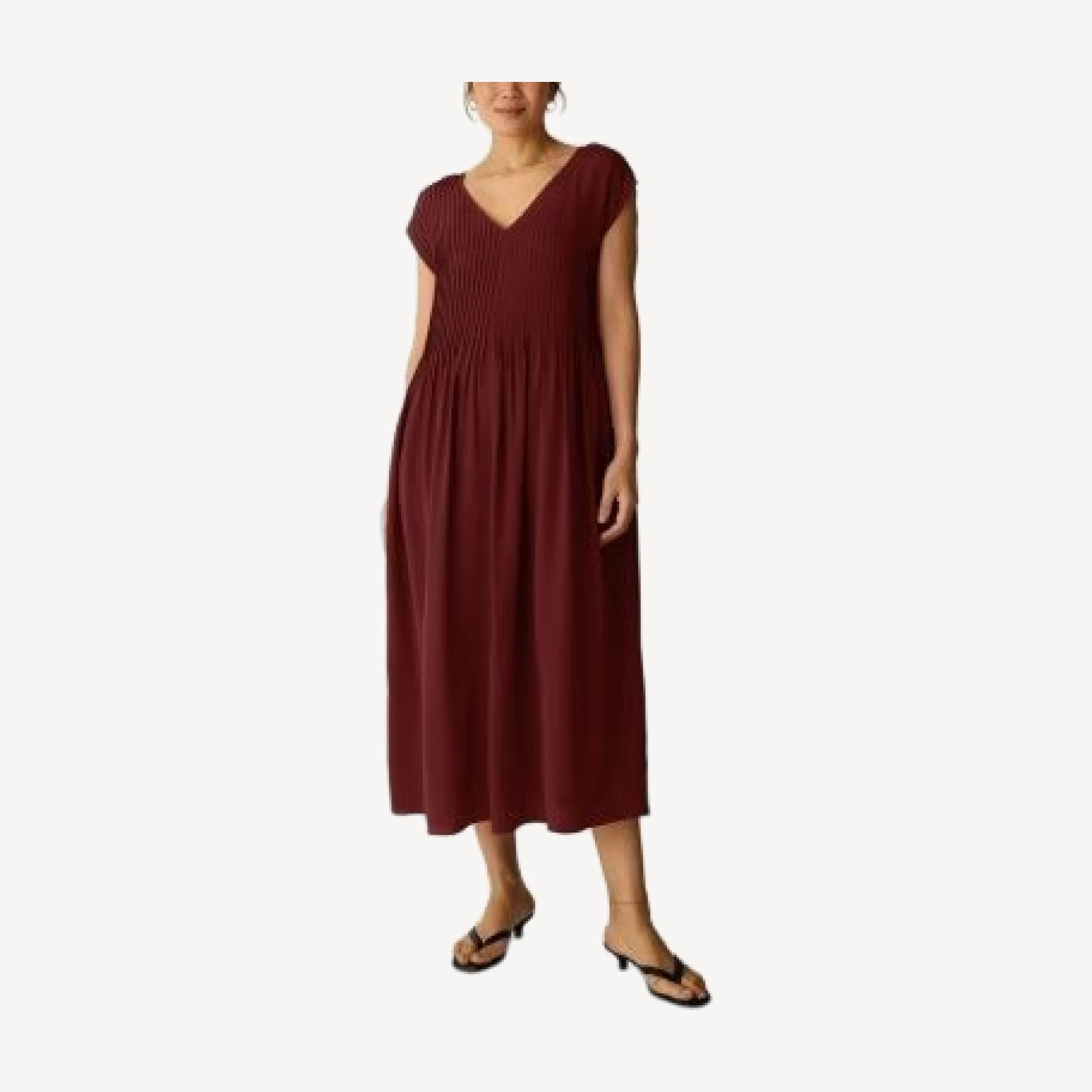 Eileen Fisher Silk Crepe De Chine V Neck Dress