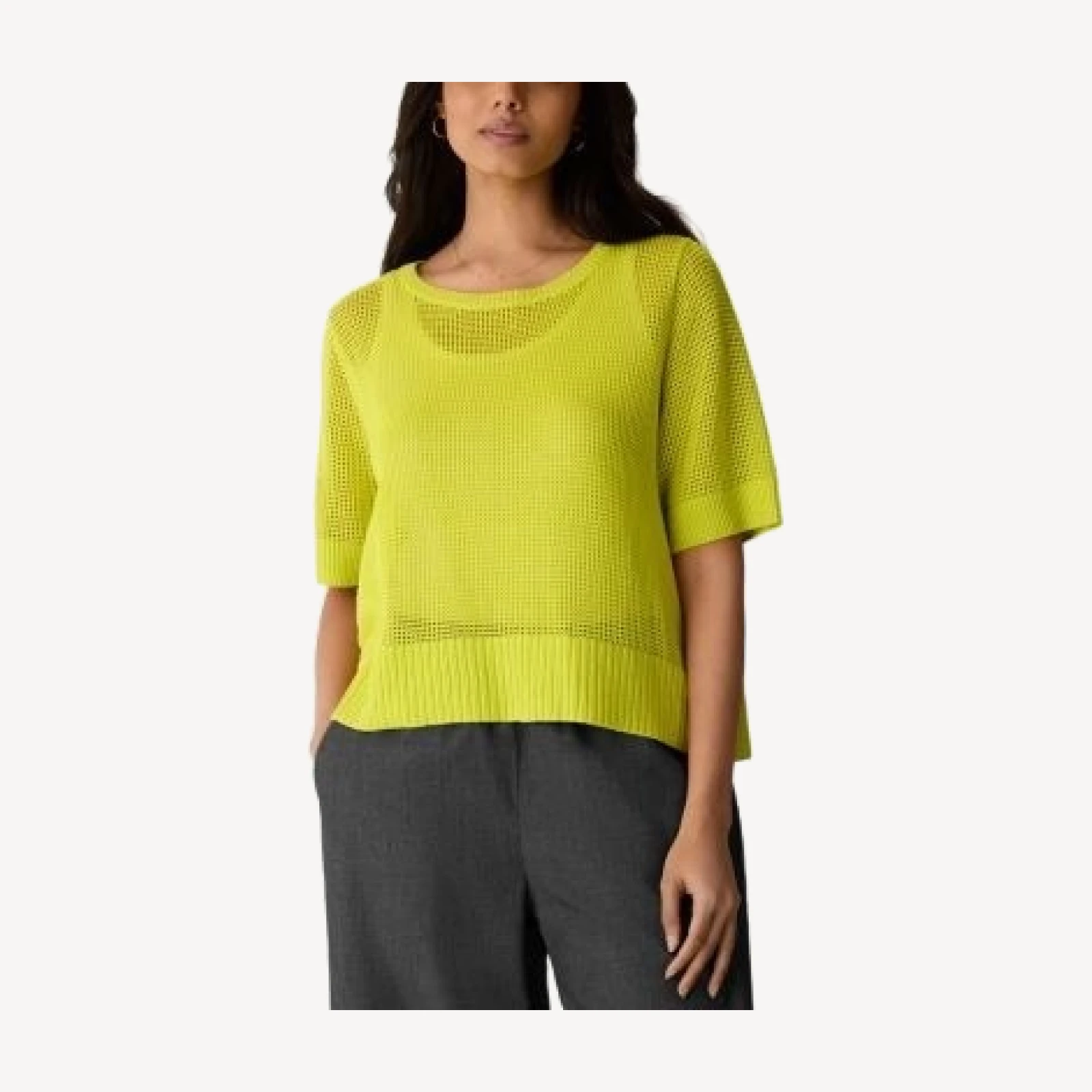 Eileen Fisher Short Sleeve Open Knit Sweater