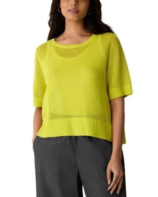 Eileen Fisher Short Sleeve Open Knit Sweater
