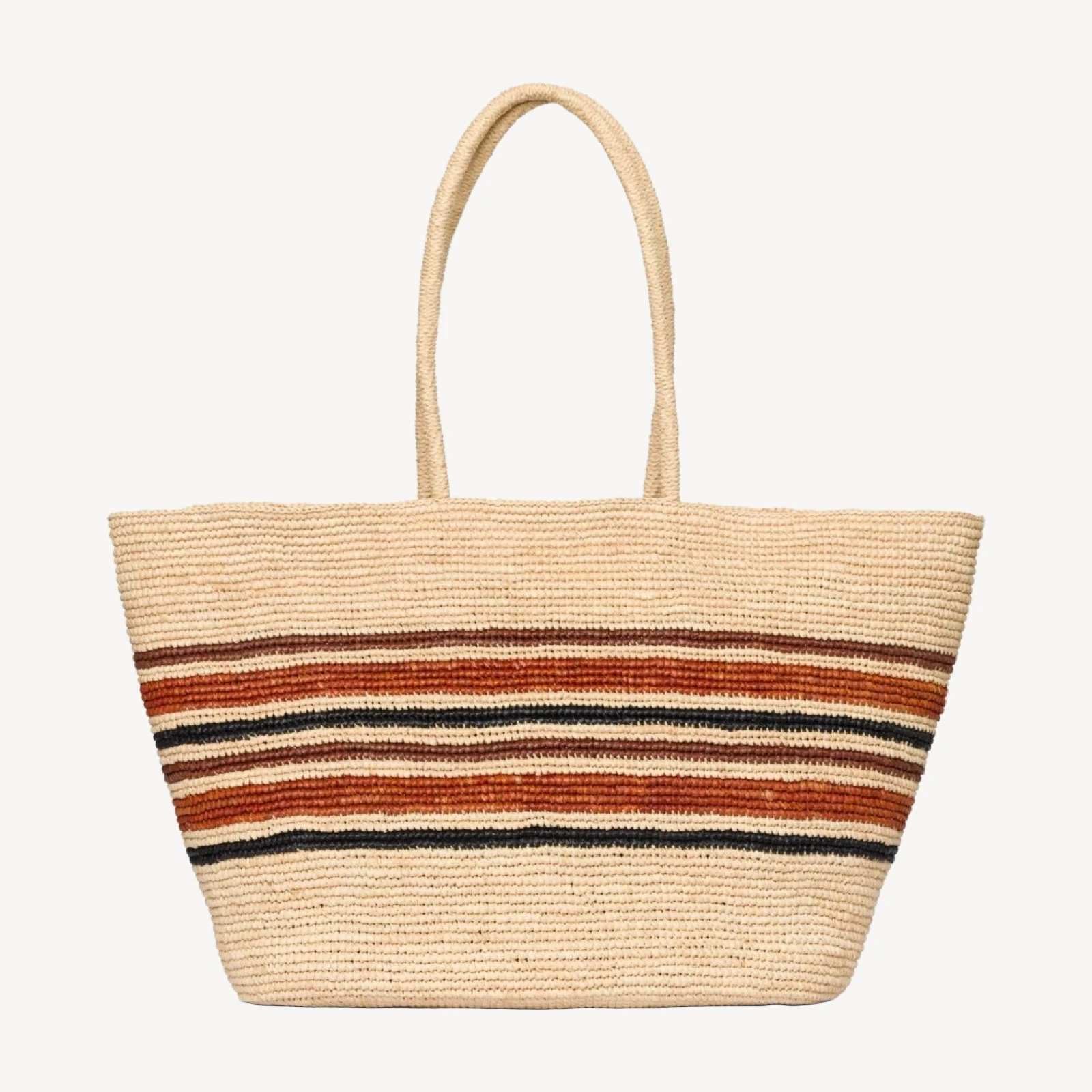 GRANDE HARBOUR TOTE -- NATURAL STRIPED RAFFIA