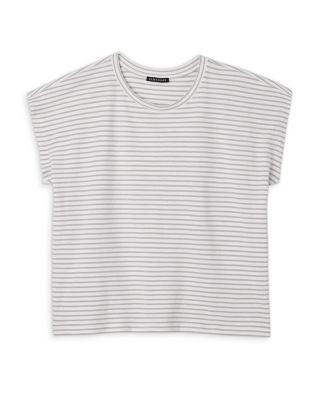 Eileen Fisher Striped Cotton Slub Cap Sleeve Top