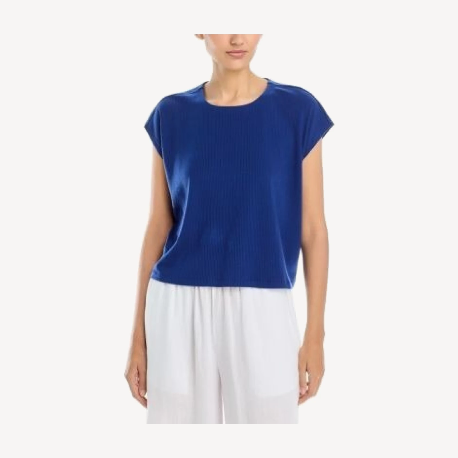 Eileen Fisher Ribbed Knit Crewneck Cropped Top