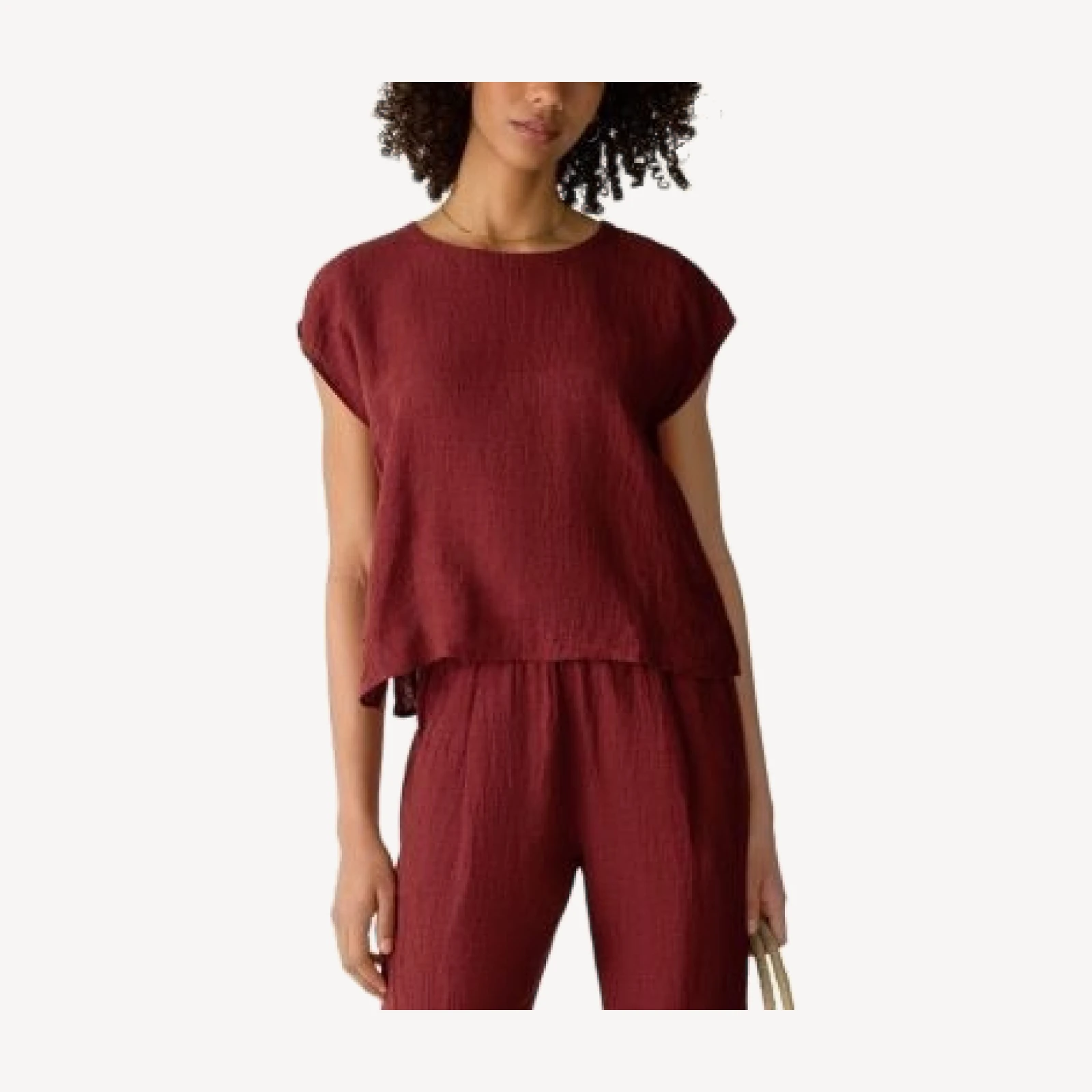 Eileen Fisher Jewel Neck Linen Top