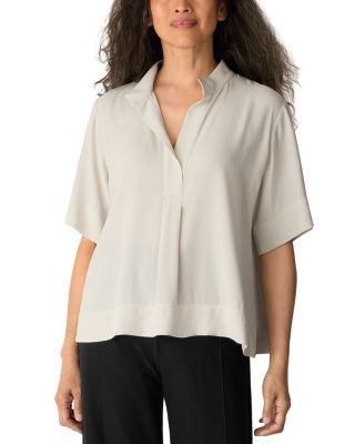 Eileen Fisher Silk Stand Collar Top