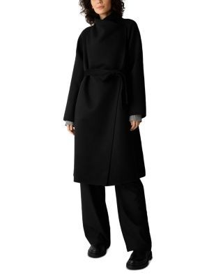 Eileen Fisher Wool High Drape Neck Coat