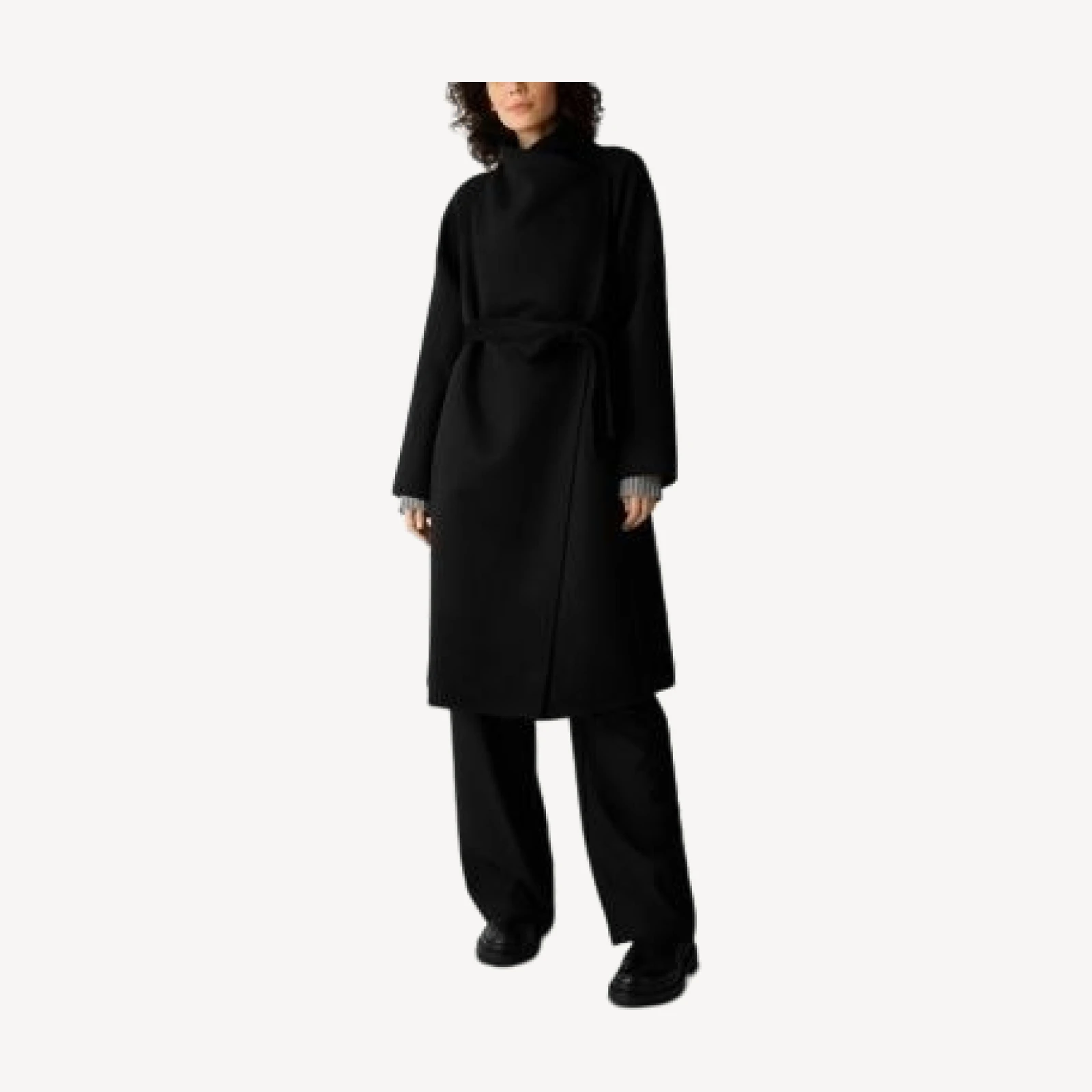 Eileen Fisher Wool High Drape Neck Coat