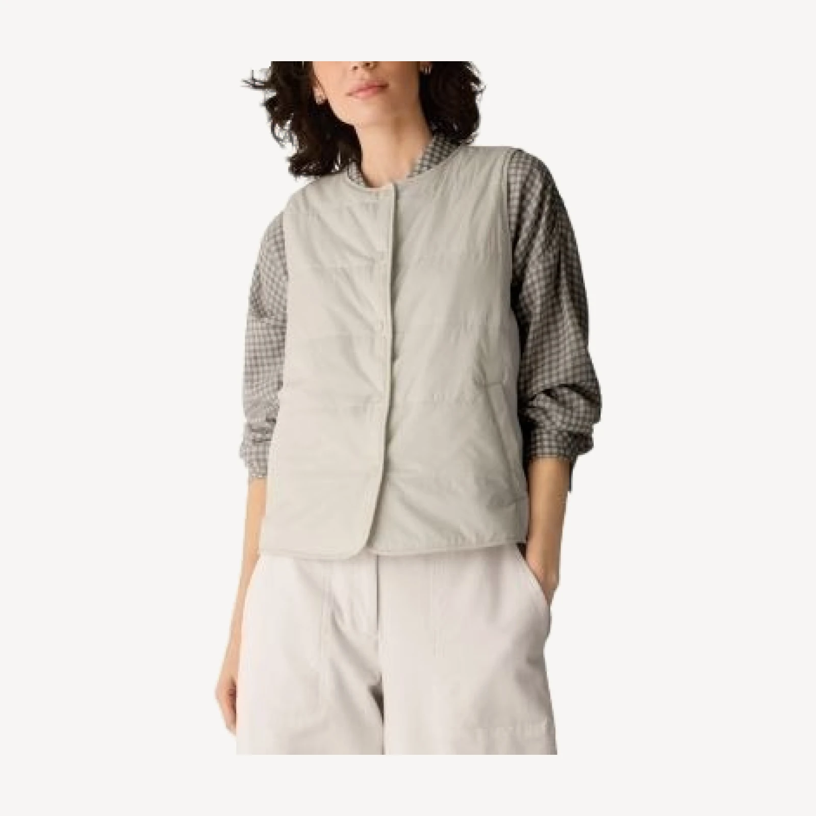 Eileen Fisher Nylon Round Neck Quilted Vest