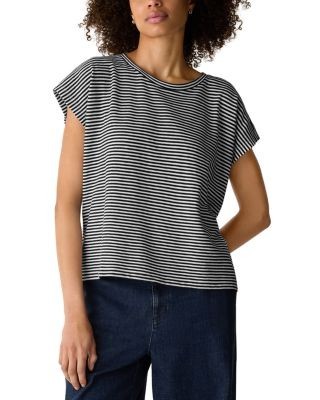 Eileen Fisher Cotton Crewneck Cap Sleeve Top