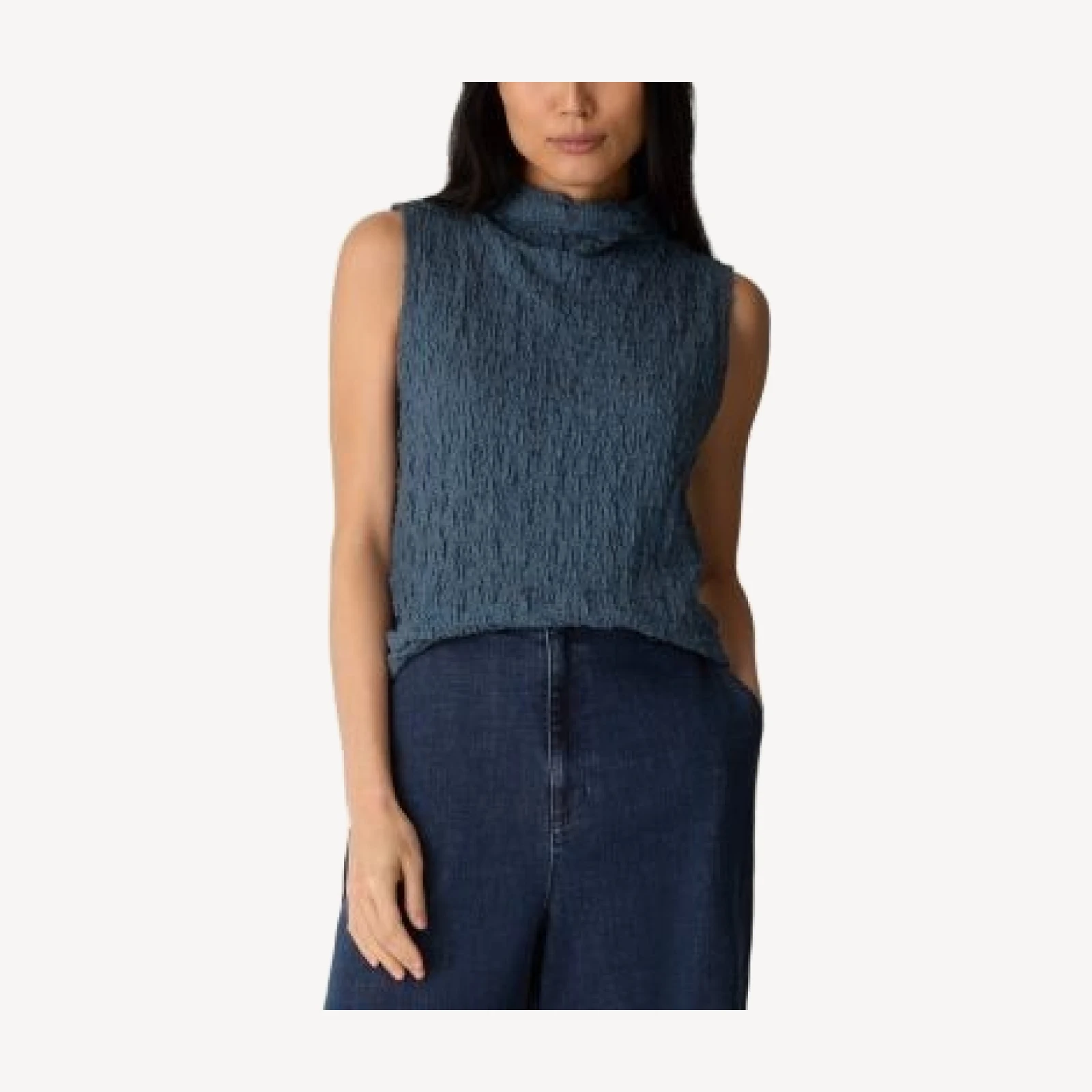 Eileen Fisher Textured Funnel Neck Slim Tank