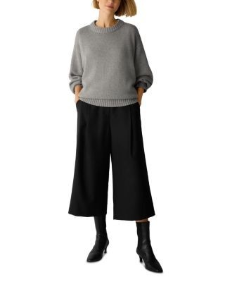 Eileen Fisher Wool Pleated Cropped Pants