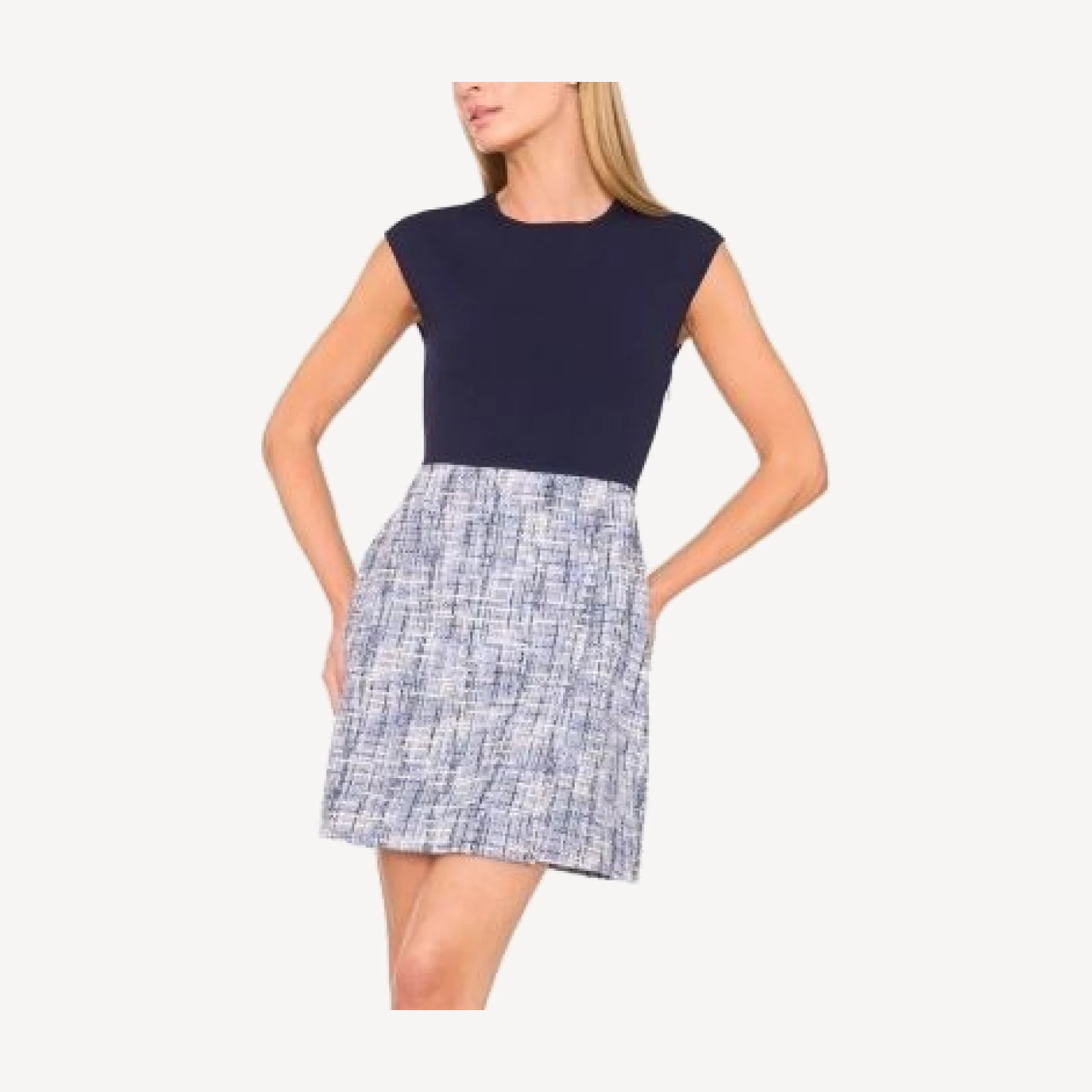 Ted Baker Cap Sleeve Crewneck Tweed Mini Dress