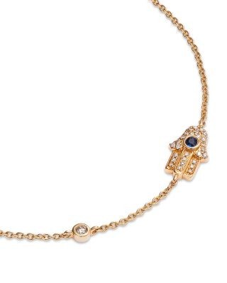 Bloomingdale's Fine Collection Sapphire & Diamond Hamsa Bracelet in 14K Yellow Gold