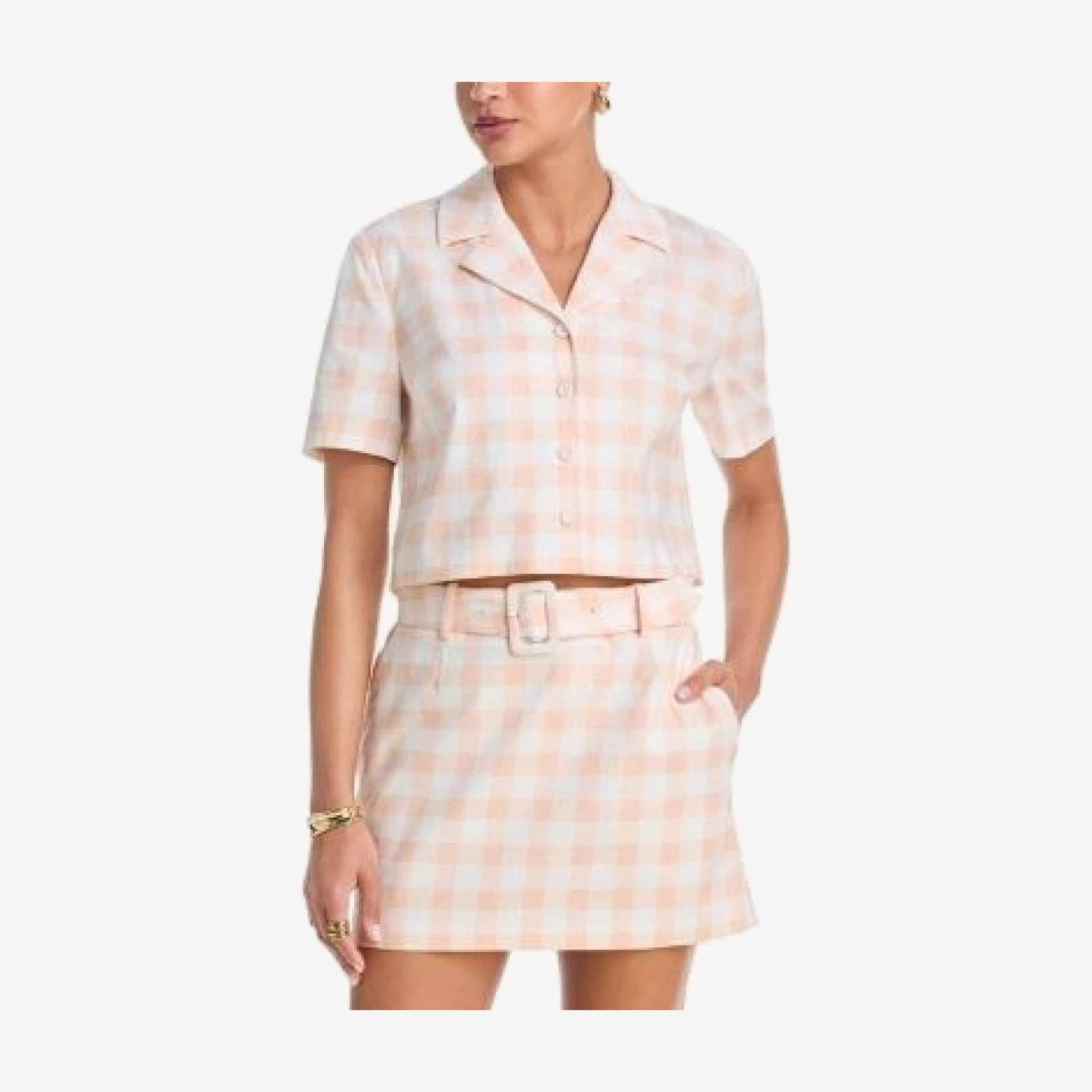 French Connection Aspen Gingham Cropped Shirt