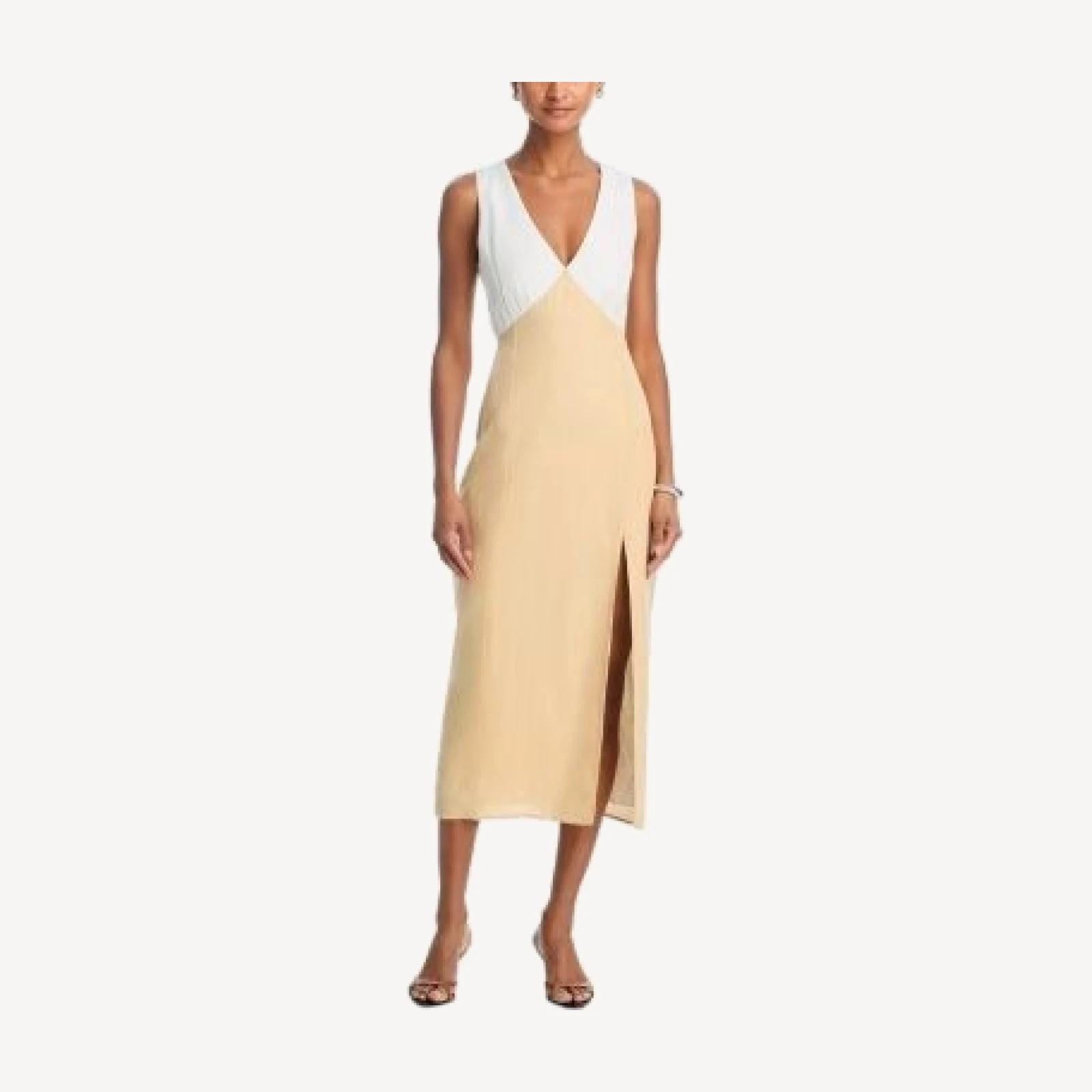 French Connection Cooper Linen V Neck Midi Dress