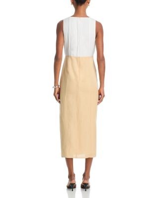 French Connection Cooper Linen V Neck Midi Dress