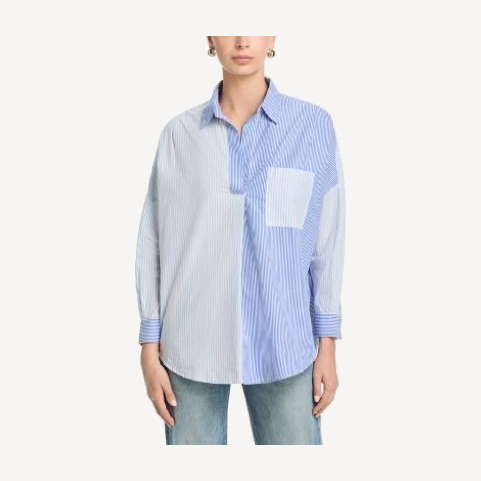 French Connection Striped Popover Shirt