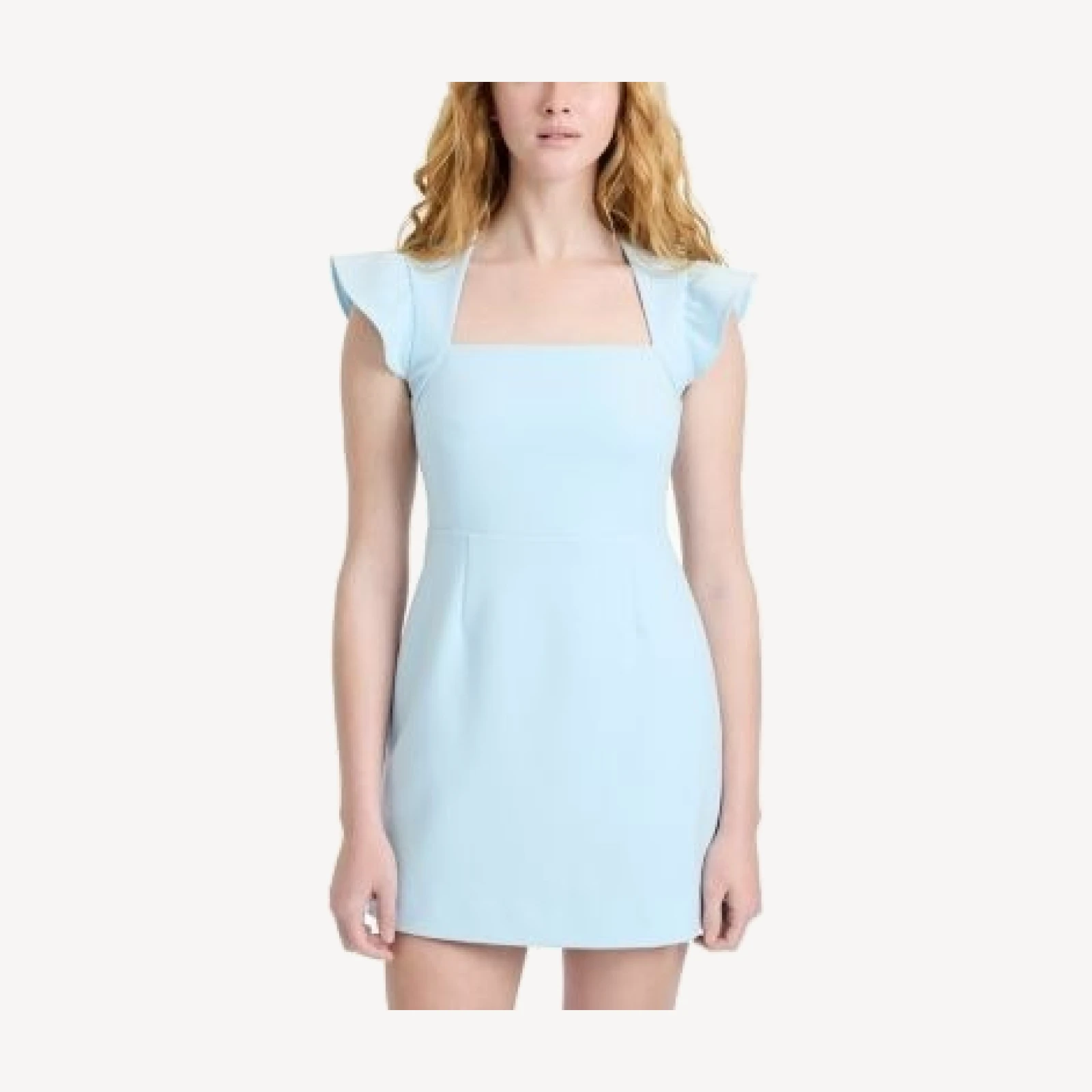French Connection Whisper Square Neck Flutter Sleeve Mini Dress