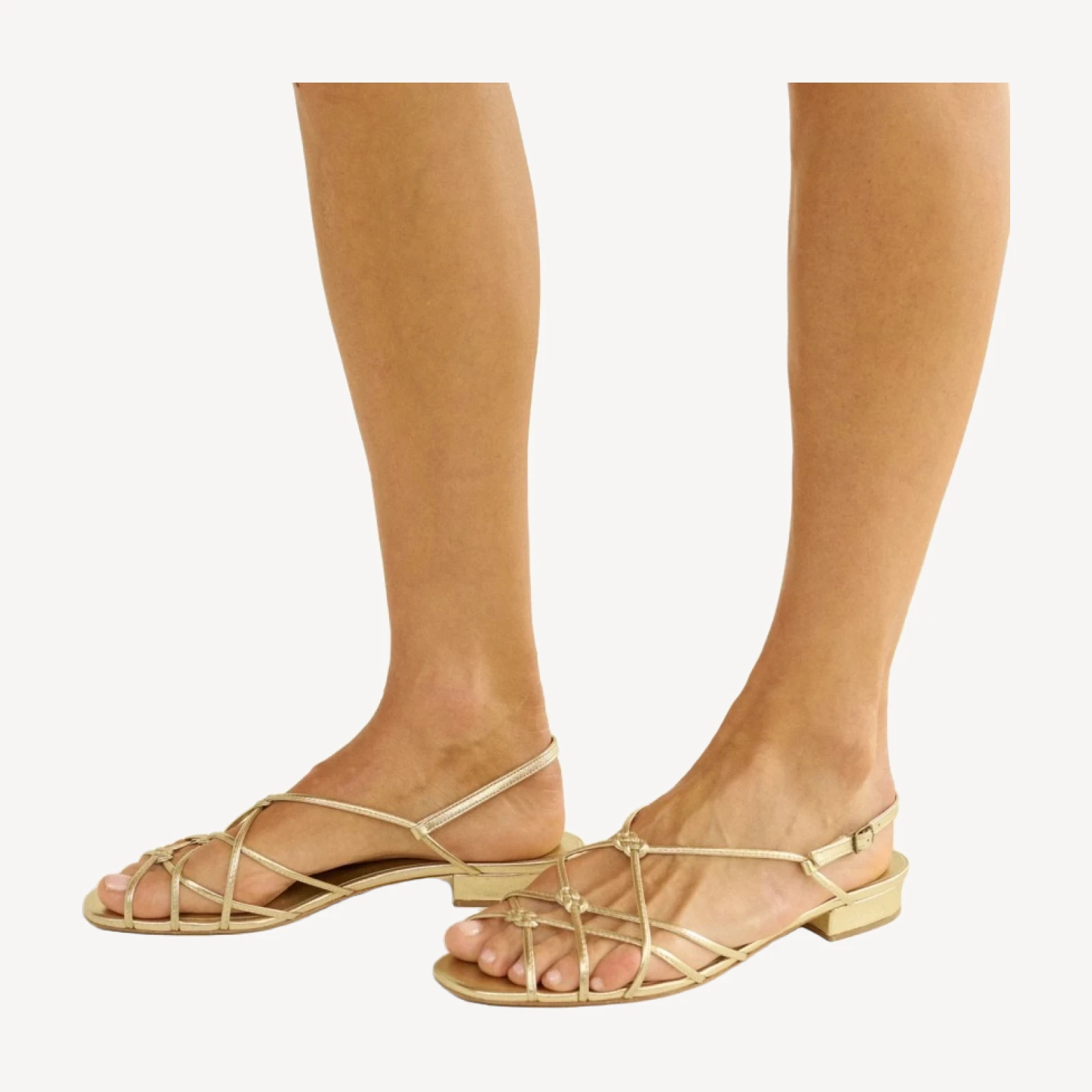 CORSICA SANDAL -- CHAMPAGNE METALLIC LEATHER