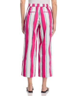 French Connection Alexis Poplin in Havana Stripe Pull On Cropped Pants