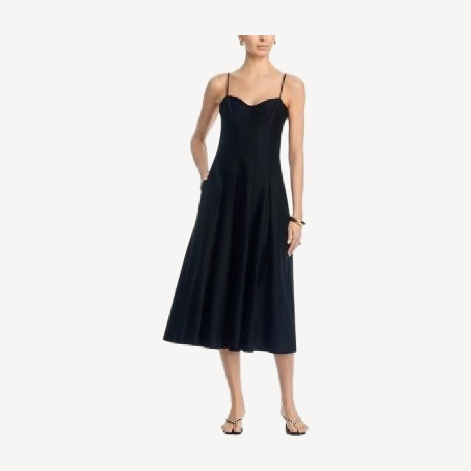 French Connection Sateen Pleated Midi Dress