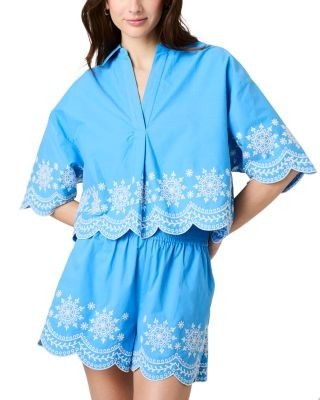 French Connection Alissa Cotton Embroidered Top