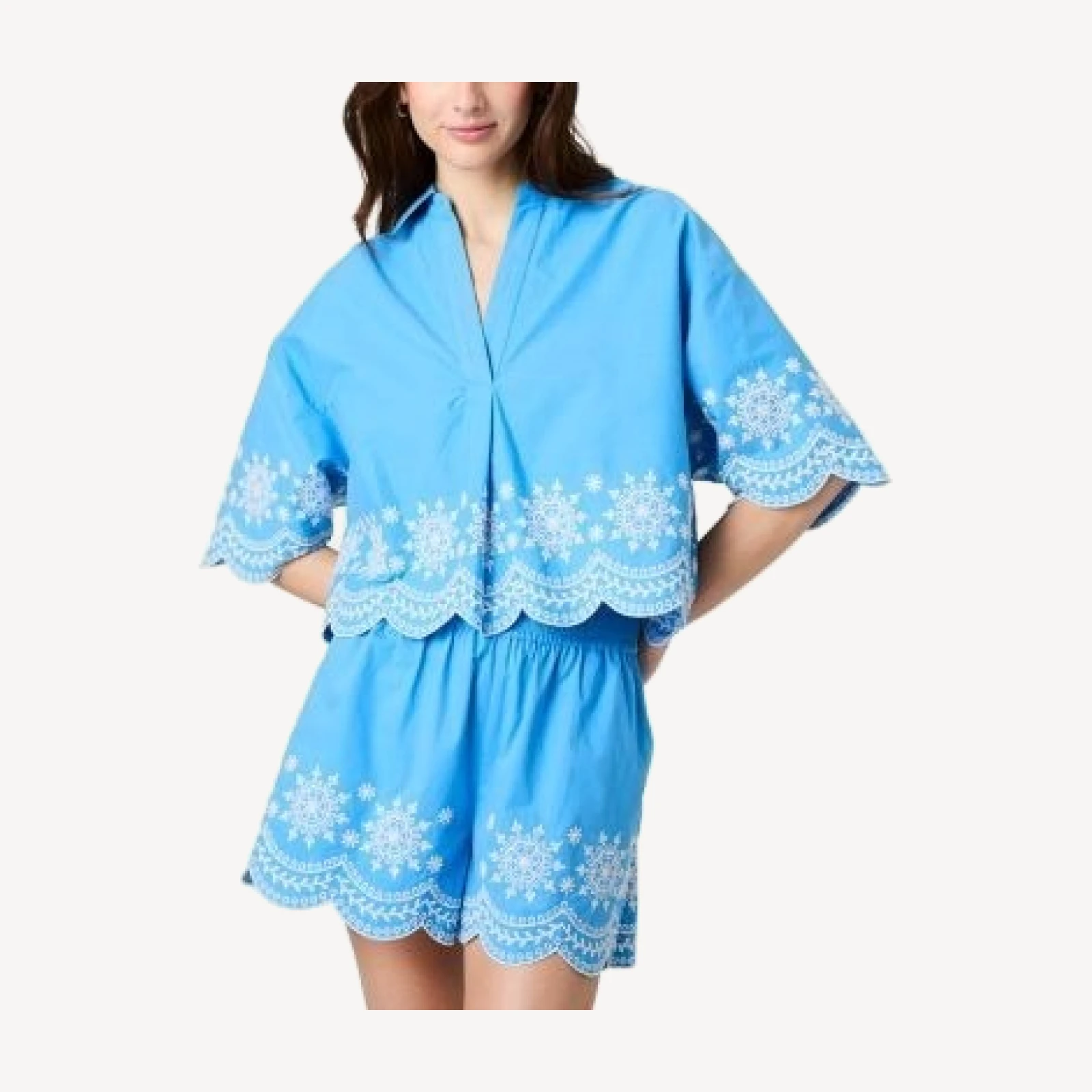 French Connection Alissa Cotton Embroidered Top