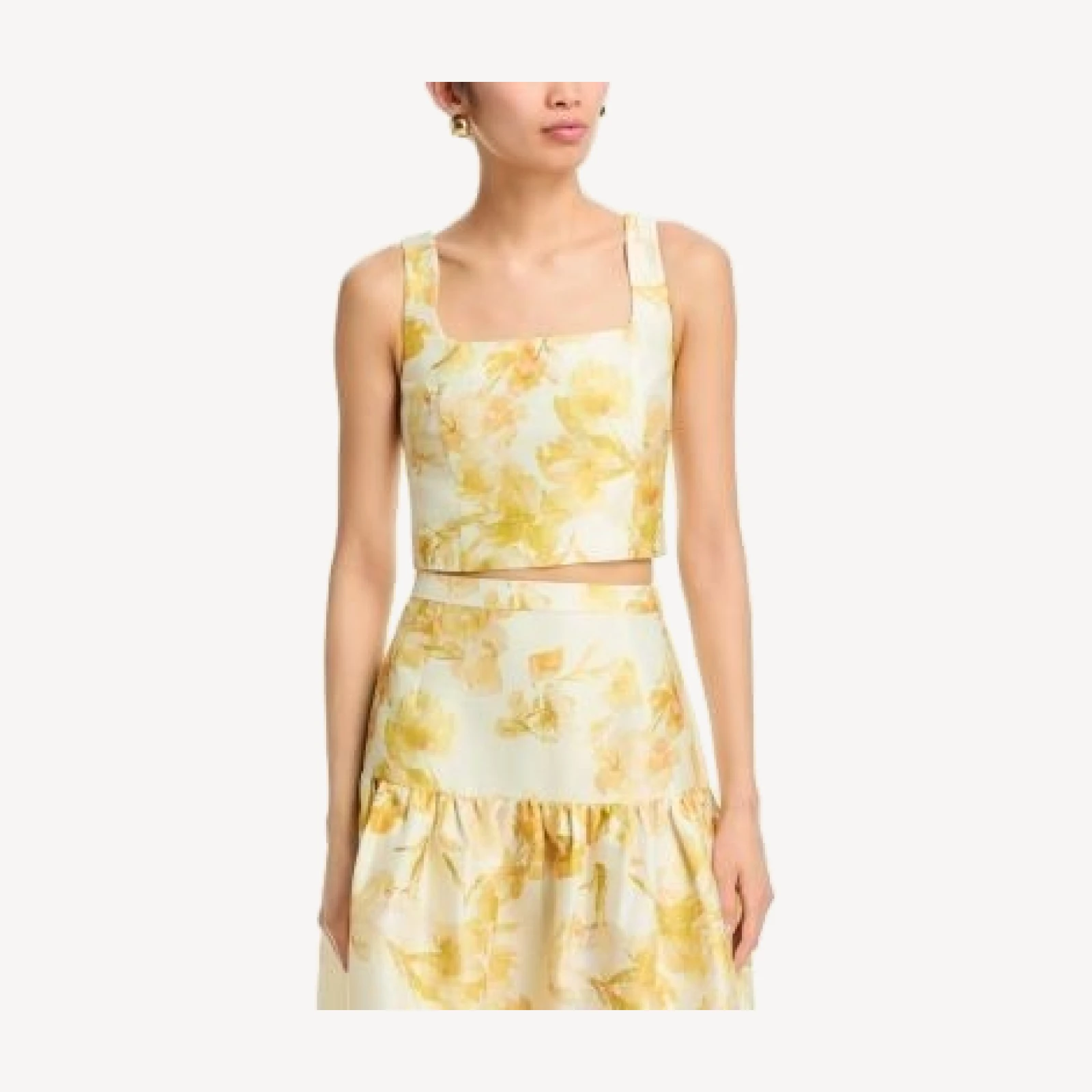 French Connection Structured Taffeta Sophie Fleur Cropped Top