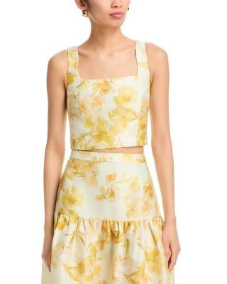 French Connection Structured Taffeta Sophie Fleur Cropped Top