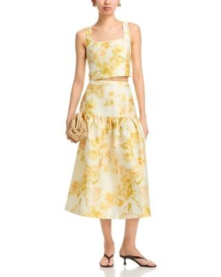 French Connection Structured Taffeta Sophie Fleur Midi Skirt