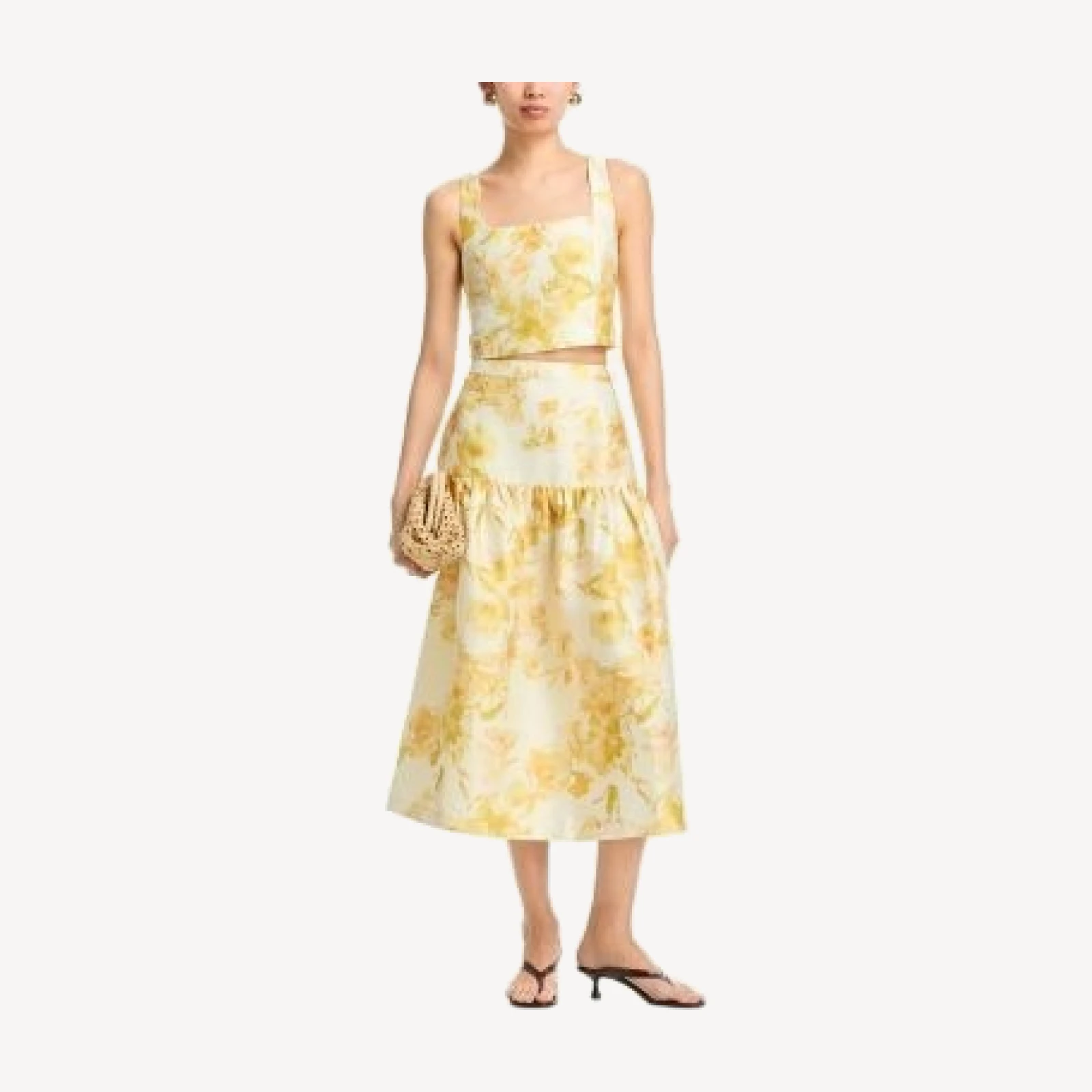French Connection Structured Taffeta Sophie Fleur Midi Skirt