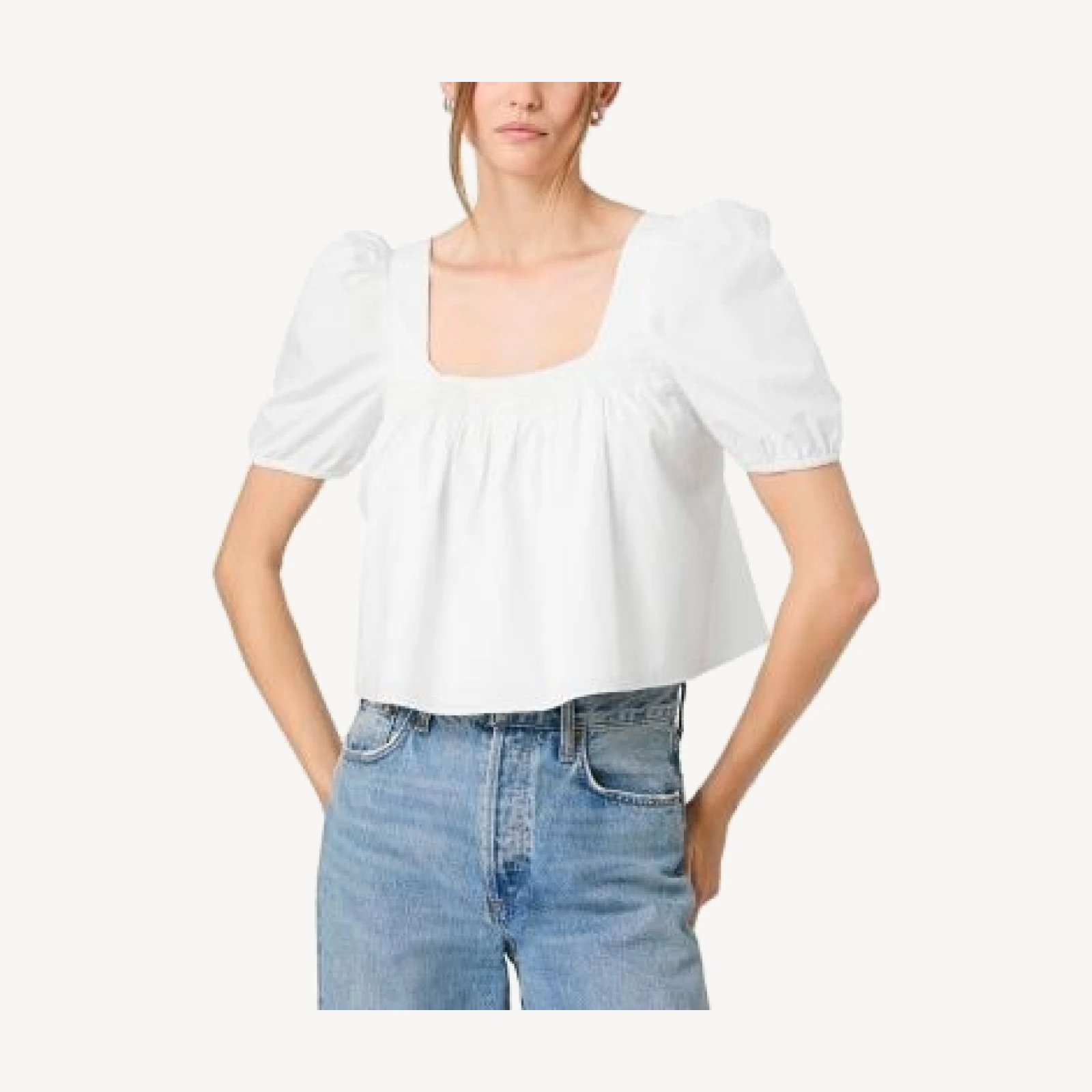 French Connection Cambria Cotton Puff Sleeve Top