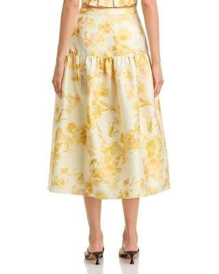 French Connection Structured Taffeta Sophie Fleur Midi Skirt