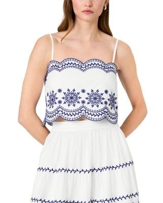French Connection Alissa Cotton Embroidered Strappy Top