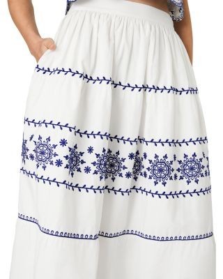 French Connection Alissa Cotton Embroidered Midi Skirt