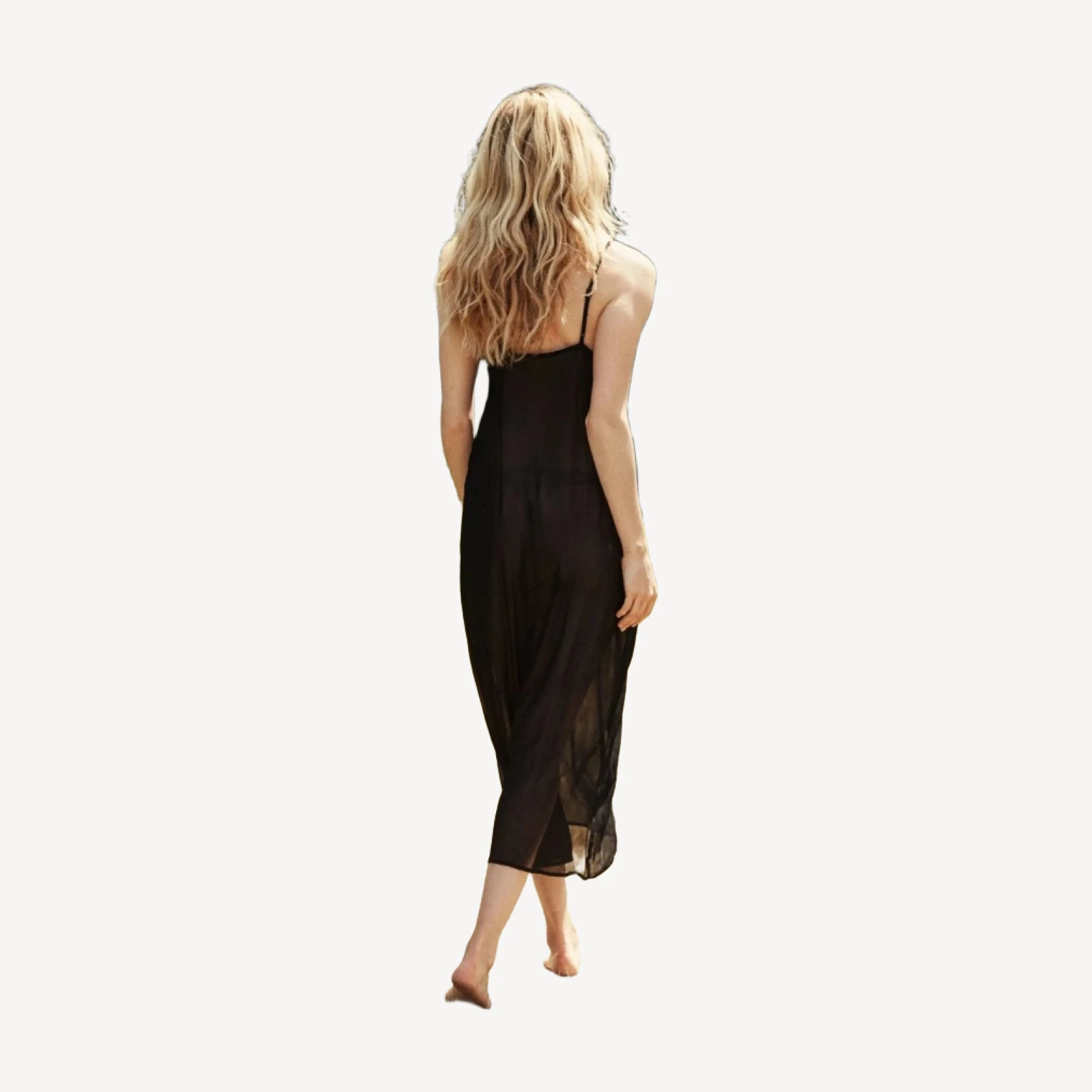 LONG SCOOP NECK SLIP -- BLACK