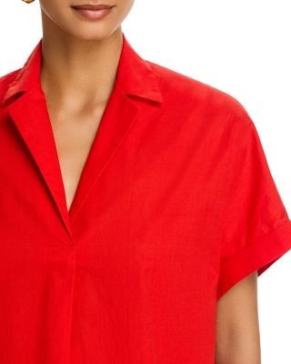 French Connection Poplin Collar Short Sleeve Pullover Top