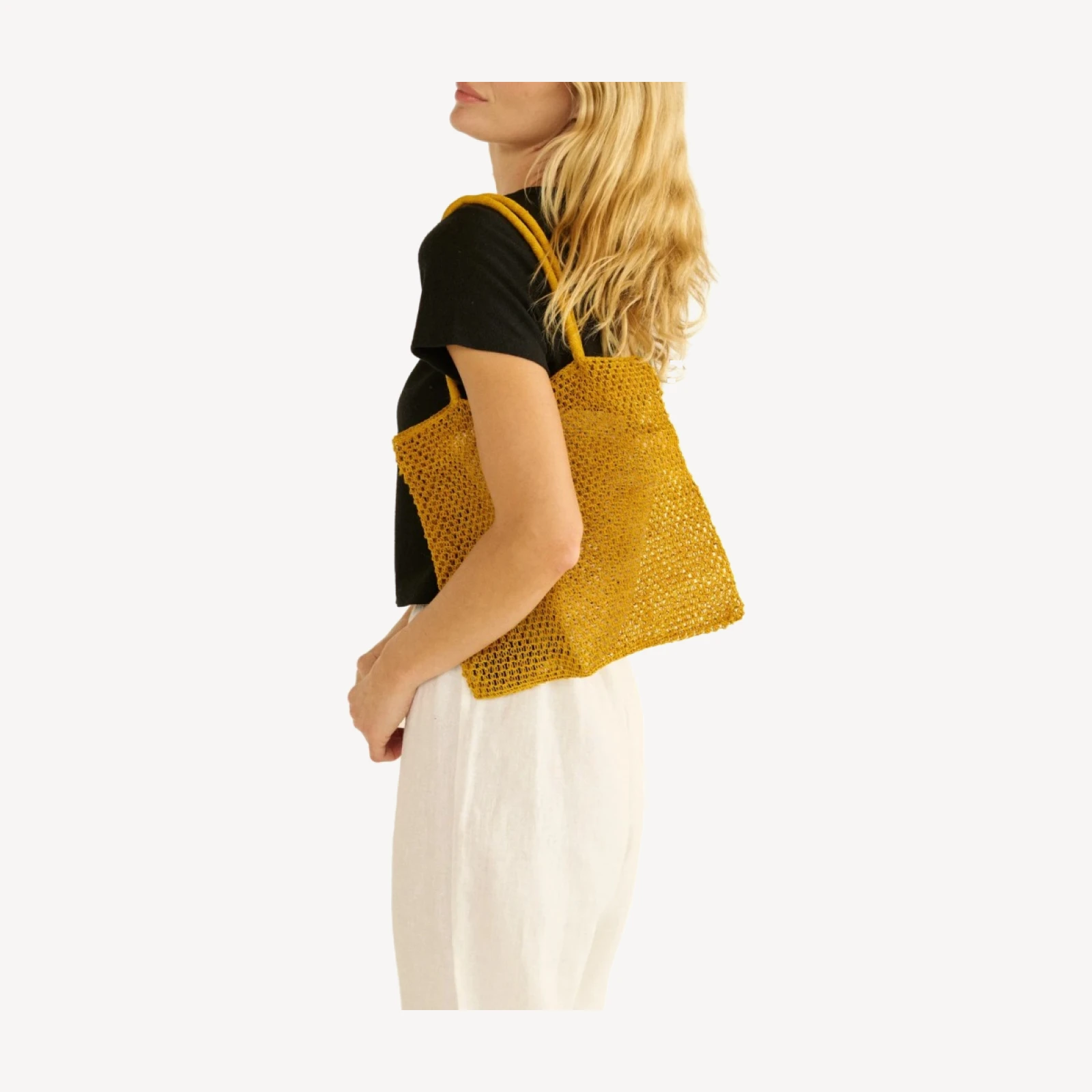 GRANDE MARION TOTE -- MUSTARD CHAMBIRA