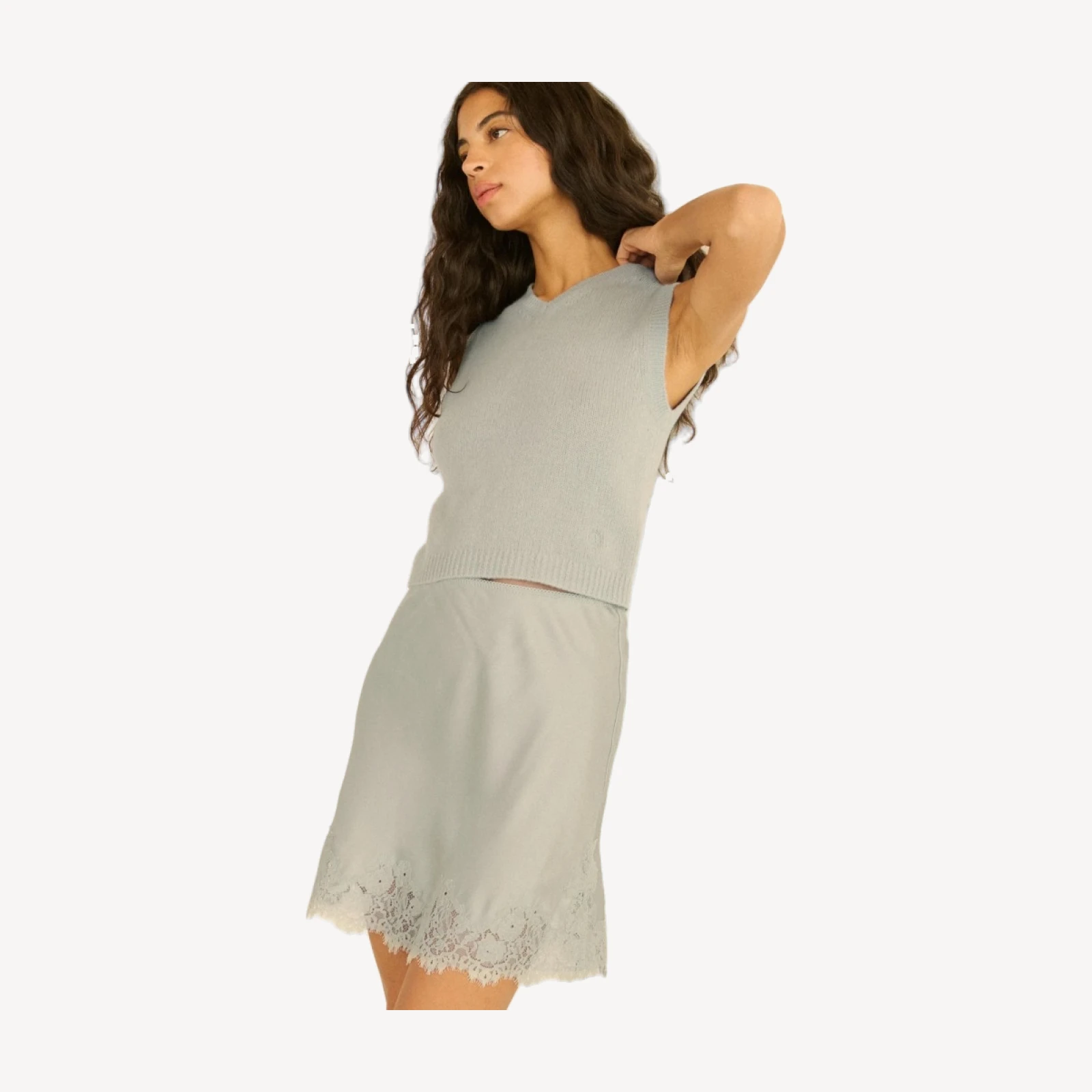 WINSTON CASHMERE VEST -- EUCALYPTUS