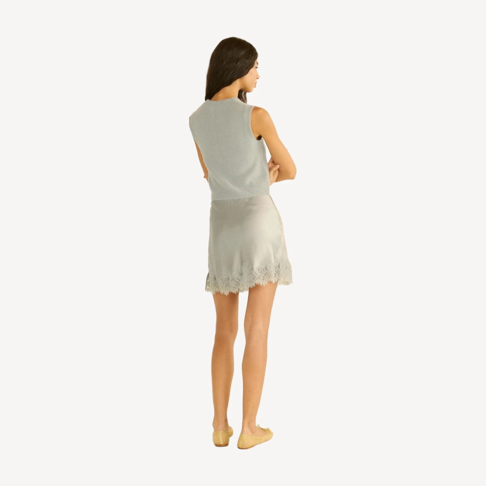 WINSTON CASHMERE VEST -- EUCALYPTUS
