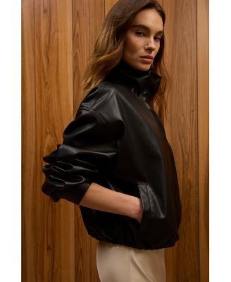 French Connection Dessa Faux Leather Funnel Collar Jacket, photo 4