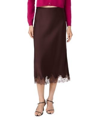 French Connection Ennis Satin Lace Midi Skirt