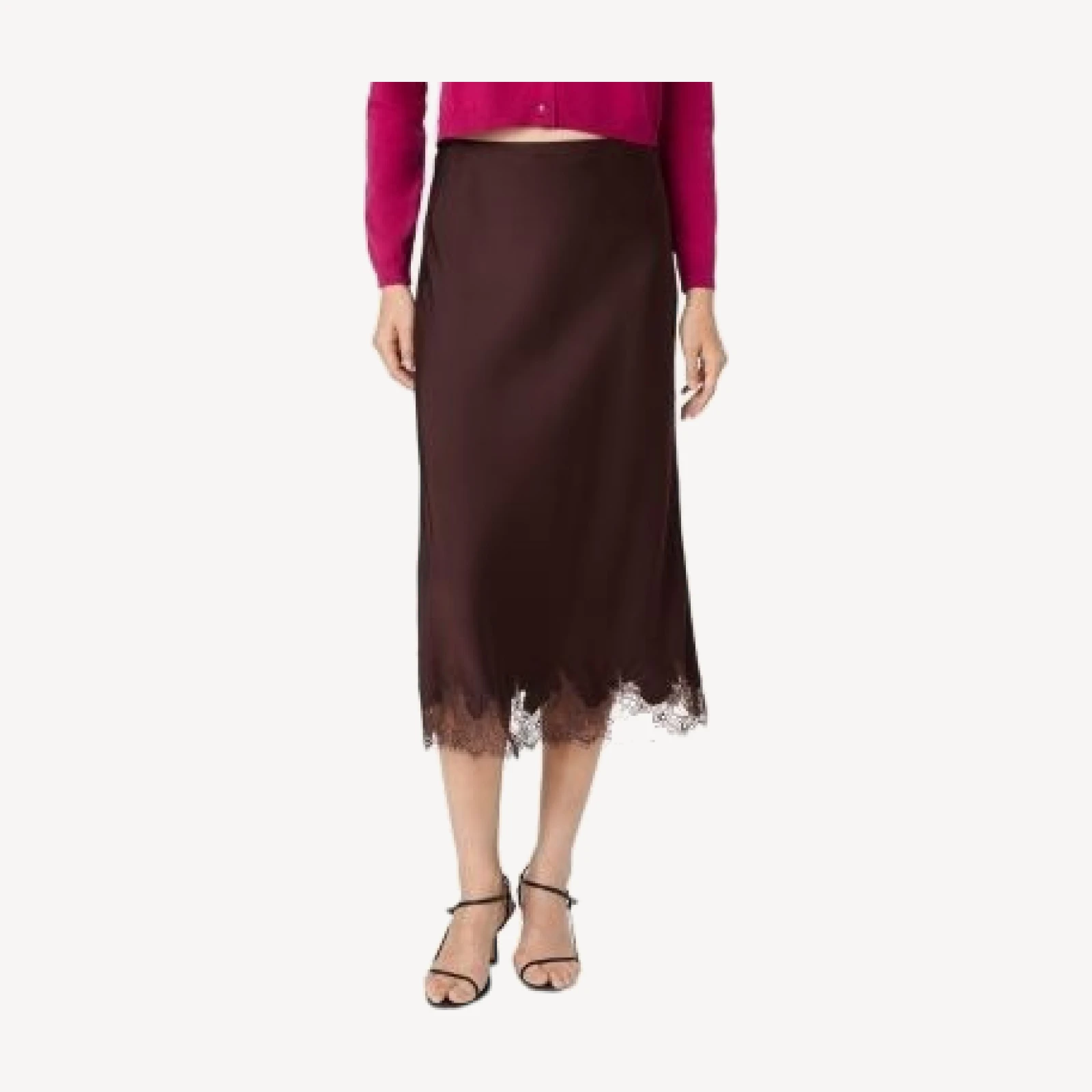 French Connection Ennis Satin Lace Midi Skirt
