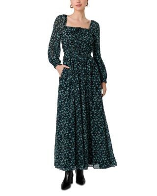 French Connection Marina Silky Chiffon Ditsy Lucia Fleur La Maxi Dress