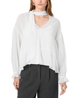 French Connection Marina Scarf Neck Long Sleeve Blouse