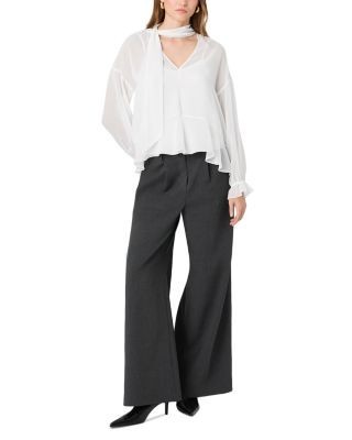 French Connection Marina Scarf Neck Long Sleeve Blouse
