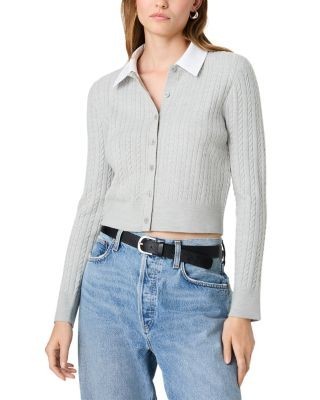 French Connection Babysoft Cable Knit Collared Cardigan Sweater