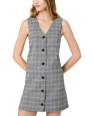 French Connection Matteo Plaid Print Button Front Dress