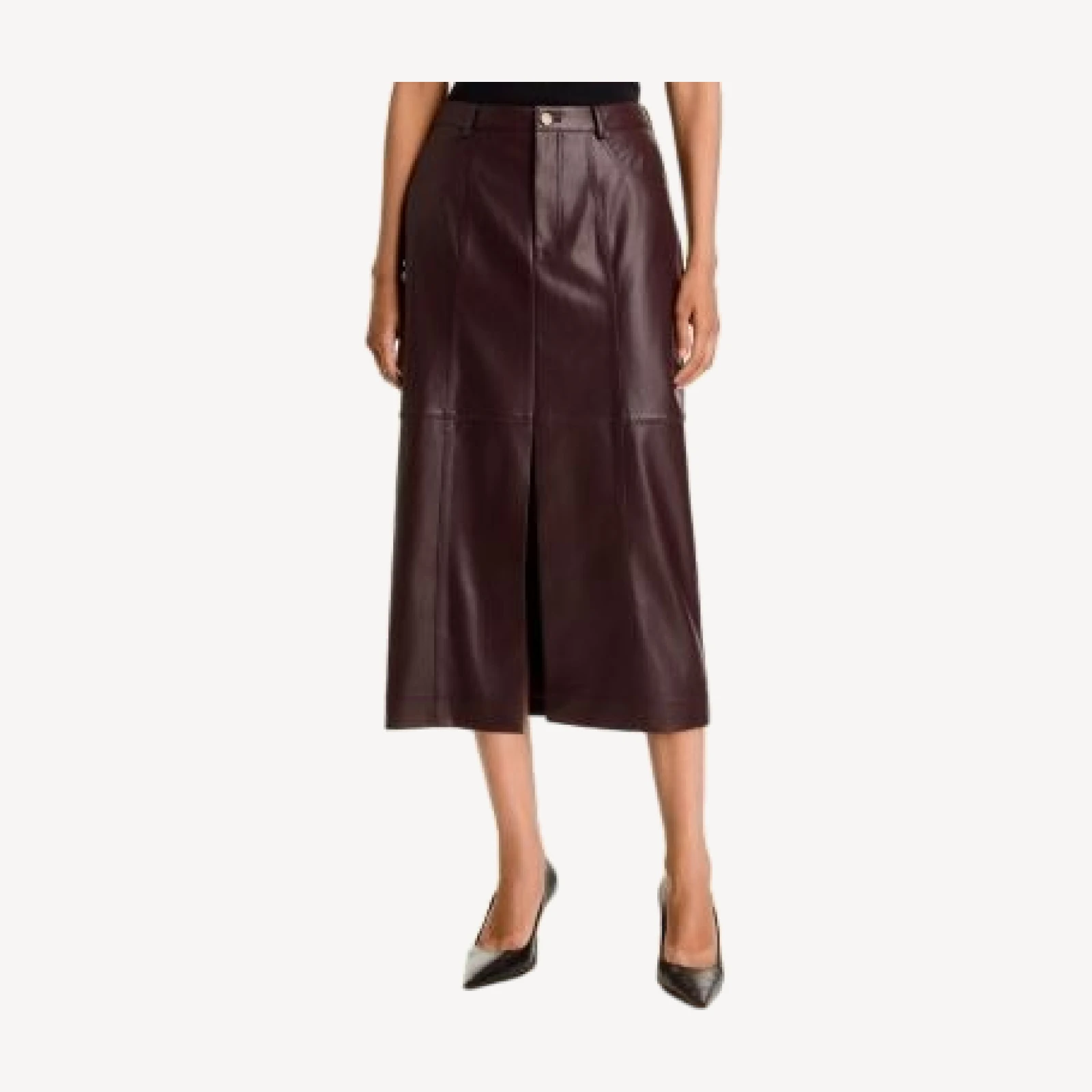 French Connection Madeline Faux Leather Midi Skirt